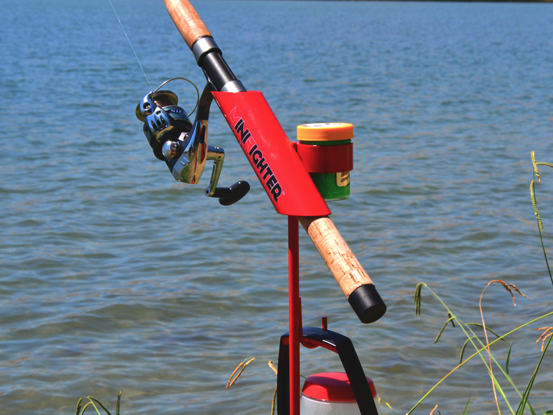 Minifighter™ Red Rod Holder. Top Rated Product on . One of the BEST  Bank Fishing Rod Holders. Made in USA by Sam's Outdoorsman 